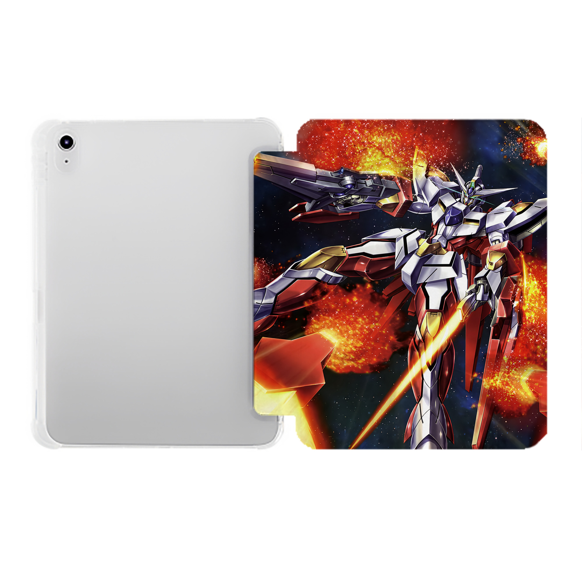 （画像用） 機動戦士ガンダム Mobile Suit Gundam IPad ケース ペン収納付き 三つ折りスタンド PUレザー×シリコン 対応機種9.5/10.5/10.9インチ